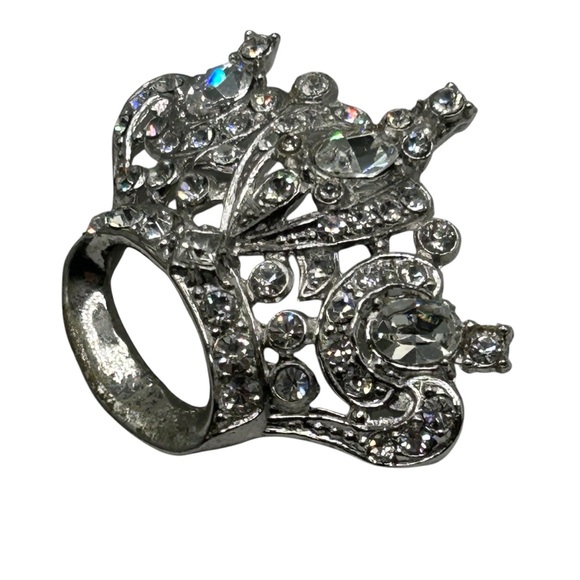 Gorgeous 1948 Adolph Katz Coro Rhinestone Crown Brooch - Picture 3 of 6